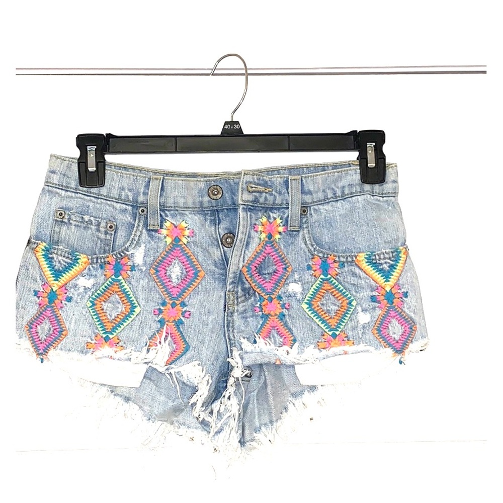 Embroidered Festival Denim Cut-offs